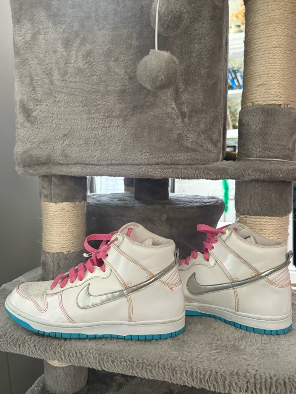 Nike Dunk High GS silver metallic pink